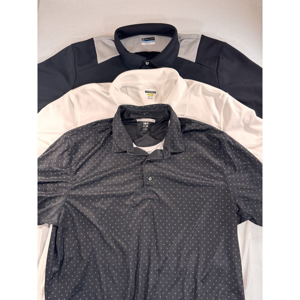 Lot of 3 Mens Performance Golf Polo Shirts 2XL Greg Norman PGA Tour Short Sleeve